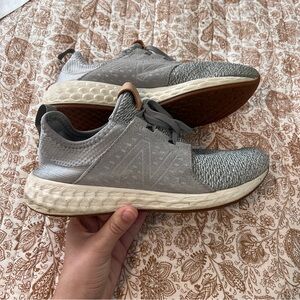 New Balance Women's Gray Knit Slip-On Sneakers with Cream Midsole